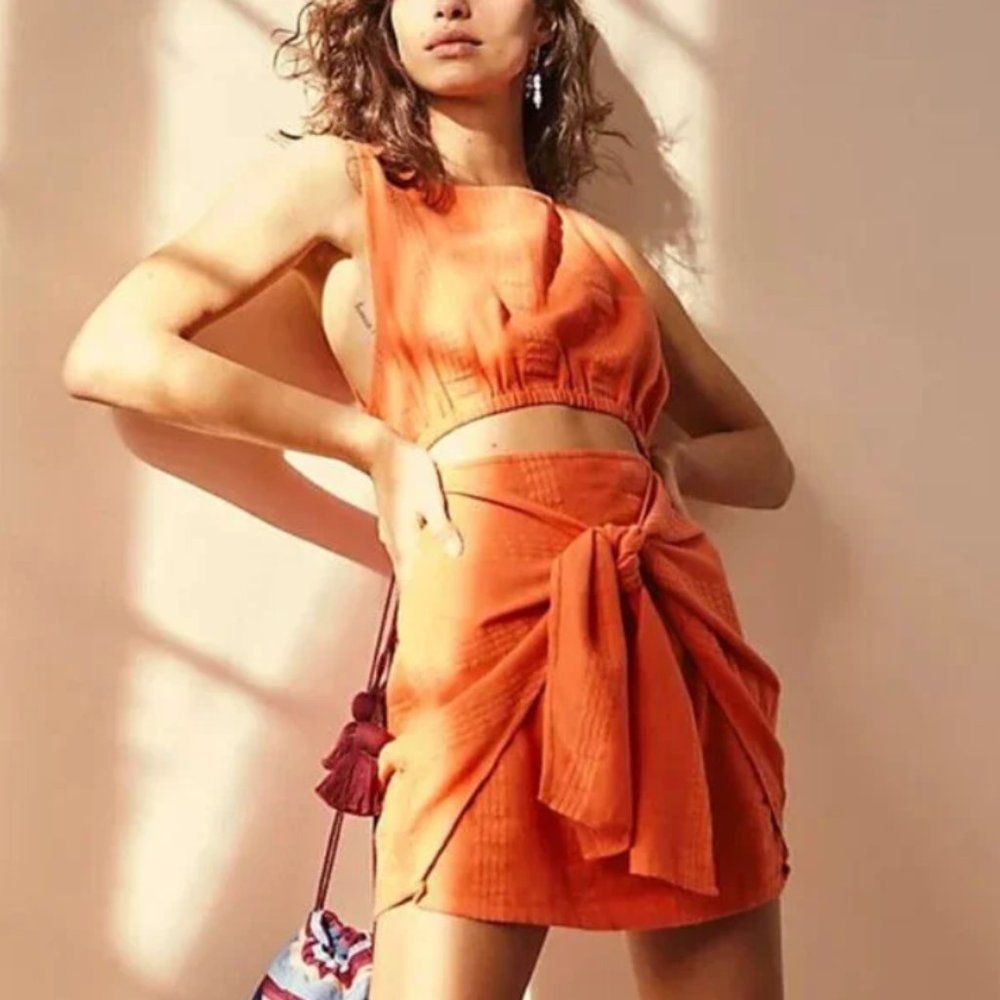 Free People Cutout Tie Mini Dress